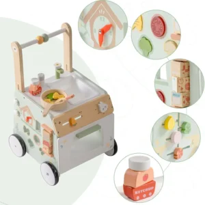 Adjustable Height Wooden Baby Walker Push Toy