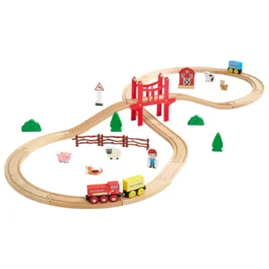 Wooden Train Set Track with Magnetic Accessories