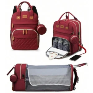 Diaper Bag Backpack with Bed and Pockets