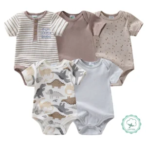 5pcs Newborn Baby Boy Short Sleeve Bodysuits